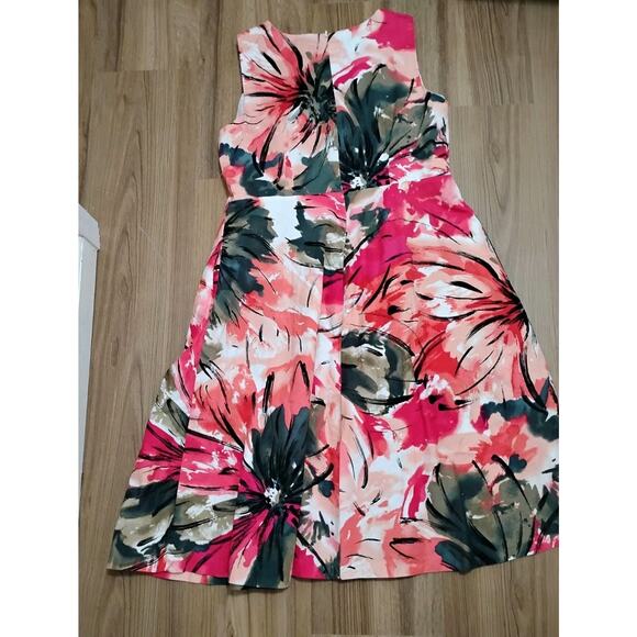Lane Bryant Sz 16 Sleeveless Floral Dress Multicolor Fit And Flare Summer - Picture 7 of 9
